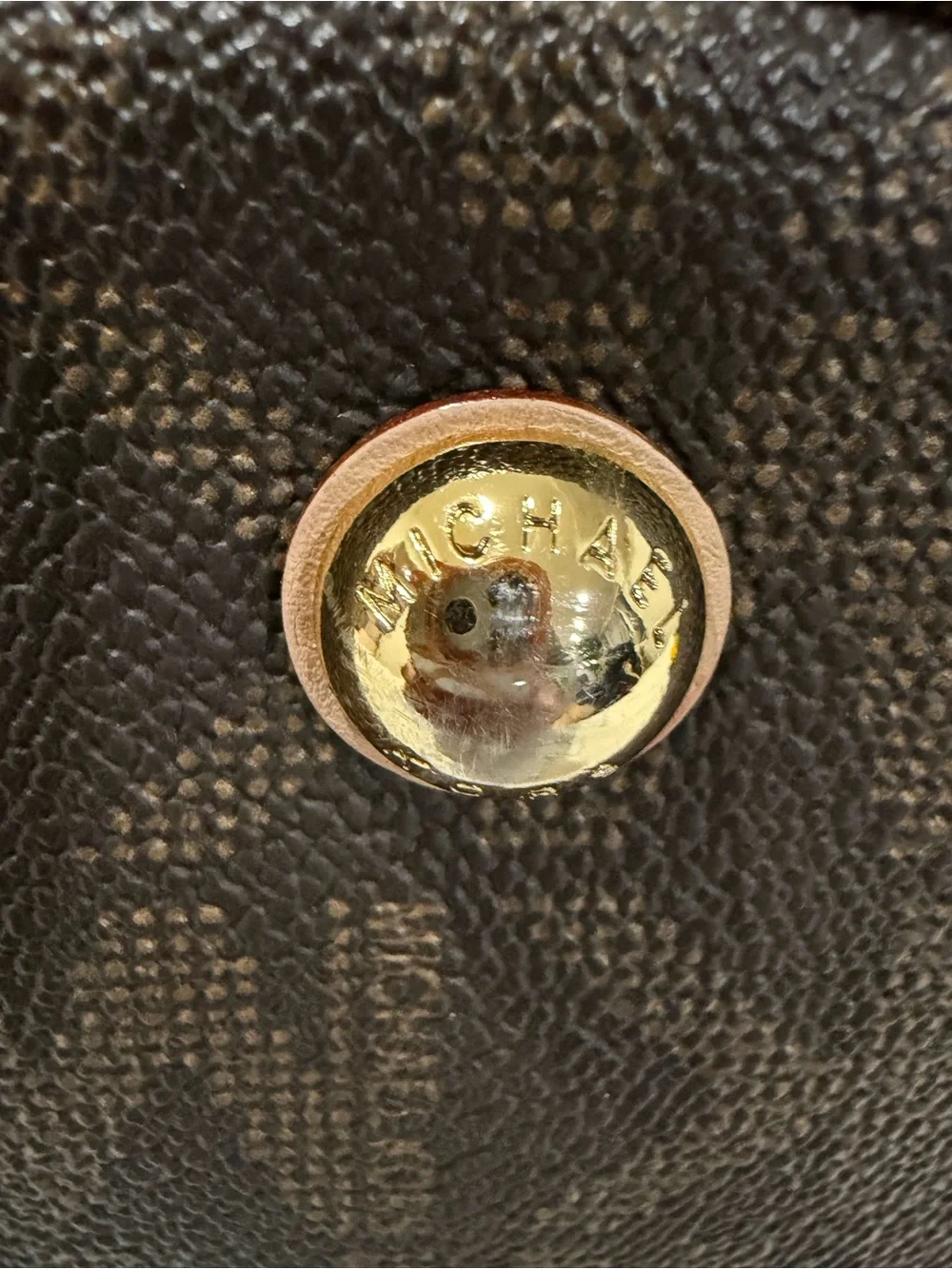 Michael Kors Brown Monogram Tote with Blush Straps